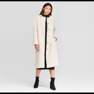 collarless sherpa coat NWOT